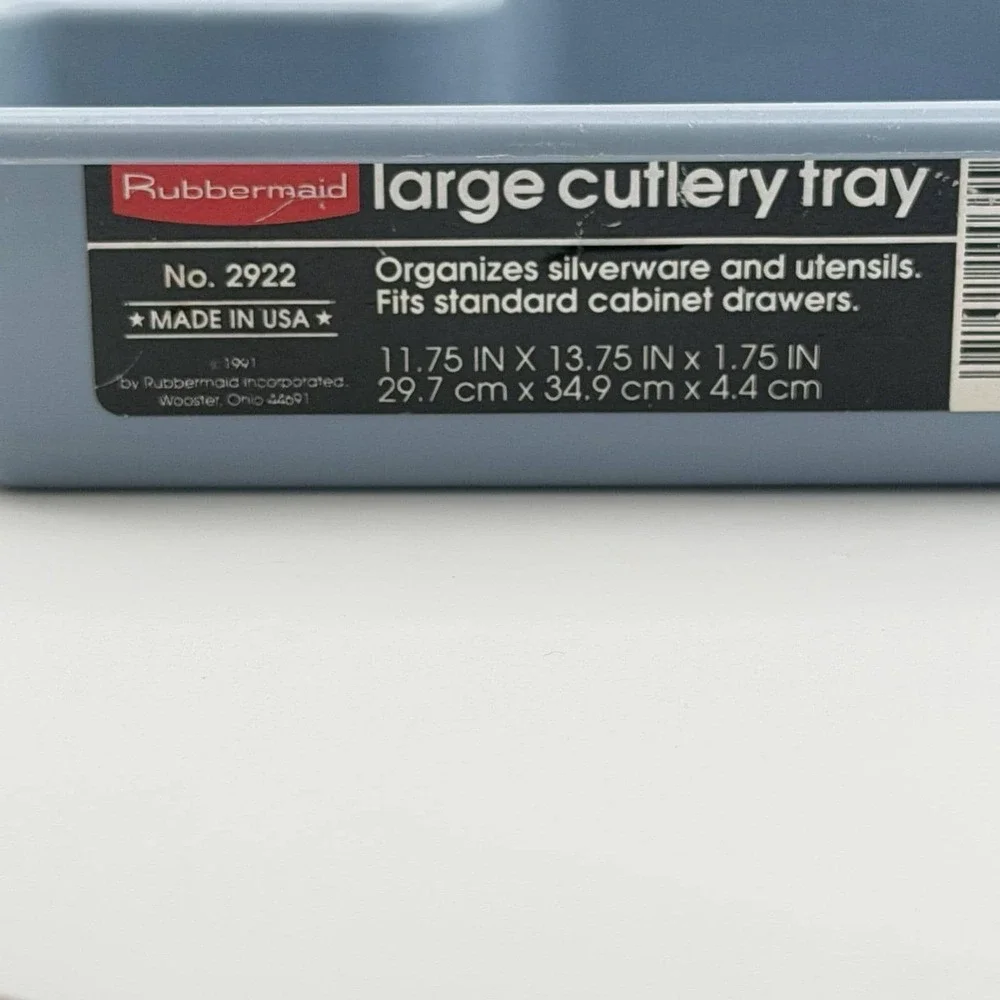 Vintage 1991 Rubbermaid Blue Silverware Flatware Utensil Holder Country Cutlery